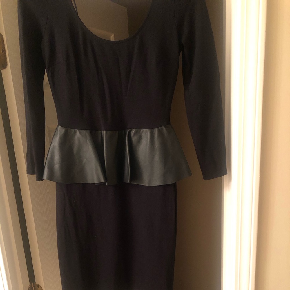 Zara black dress w/ faux leather peplum